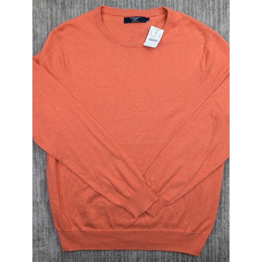 J. Crew Factory Men L Orange Cotton Cashmere Crew Neck Sweater 17659 NWT